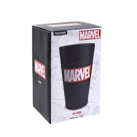 【Marvel 漫威】漫威LOGO黑色磨砂質感英雄玻璃杯